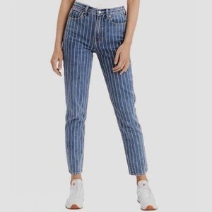 Vintage Hollister Ultra High-Rise Mom Jeans Blue Striped Women's Jeans